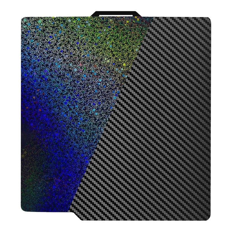 IdeaFormer-3D Flexible Rainbow Starry PEY+Carbon Fiber PET Spring Steel Plate for Bambu Lab X1 X1C X1E P1P P1S P2S A1, Double Sided Textured PEY PET Build Plate 257x257mm for Bambu 3D Printers - Image 1